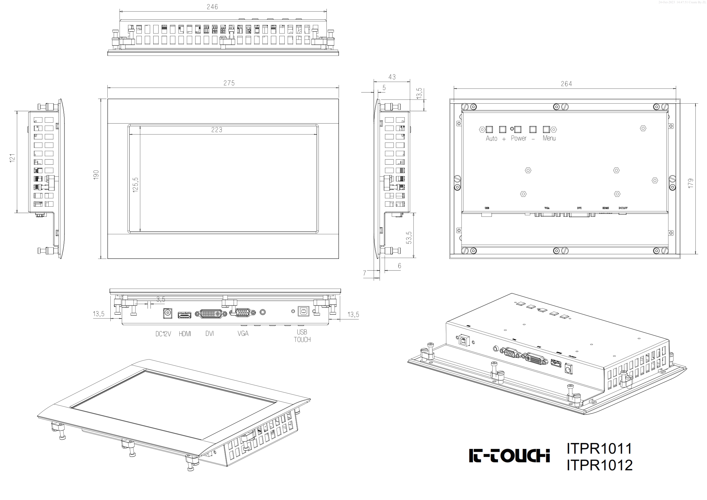 مانیتور صنعتی لمسی 10.1 اینچ مقاومتی it-touch | itpr1011